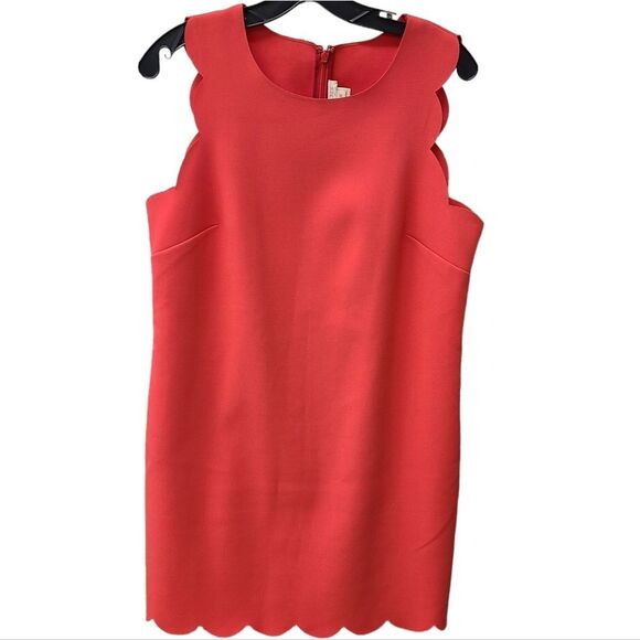 J. Crew Coral Scalloped Dress size 10 - Picture 6 of 11